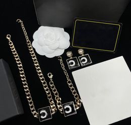 Fashion Gold Earrings Bracelet Chain Necklace Designer Lover Necklace Charm Bracelet Letter Earrings For Woman Gift Jewelry Sets