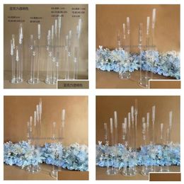 Candle Holders 5Pcs Wedding Decoration Centrepiece Candelabra Clear Candle Holder Acrylic Candlesticks For Weddings Drop Delivery Home Dhn9F