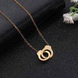 Fashion Golds Colour 14k Yellow Gold Handcuff Necklace Women Statement Neck Chain Choker Necklaces Jewellery Female Gift