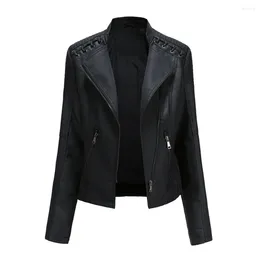 Women's Leather 2024 European Code Spring And Autumn Female Jacket Short Slim Coat Ladies Motorcycle Clothing