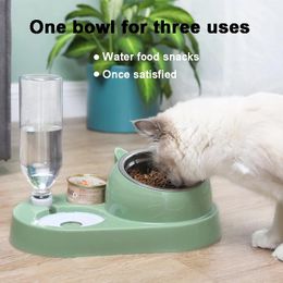 Feeders Cat Bowl Drinker 16 Degrees Tilted Safeguard Neck Stainless Steel Of Pet Feeder Cats Food Dispenser Cat Waterer Dogs Water Bowl