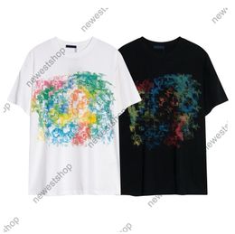 24SS Europe mens t shirts Men designer Tee Summer Colour letter print short sleeve t shirt man Cotton patchwork Casual Tshirt