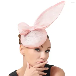 Berets Light Pink Bridal Fascinator Hats Women Hair Accessories Wedding Millinery Ornaments Headpieces Linen Dance Party Hairpins