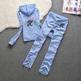 Women's Tracksuit JC Spring/Autumn Women's Hooded Sweatshirt and Pants Suit Two Piece Sets