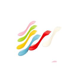 Forks Wholesale 6Pcs Spoon Fork Knife Cutlery Cam Hiking Spork Combo Travel Utensils Gadget Drop Delivery Home Garden Kitchen Dining Dhtv1