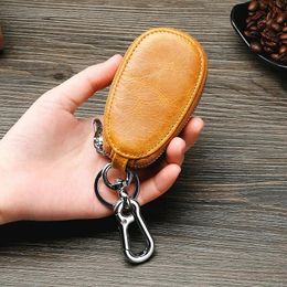 Components Vintage Genuine Leather Car Key Case Double Zipper Multifunctional Keychain Waterproof Portable Key Organizer Porta Llaves