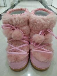 Boots 2024 Winter Women Furry Faux Fur Female Sexy Warm Fluffy Snow Woman Non-slip Mid-calf Platform Ski