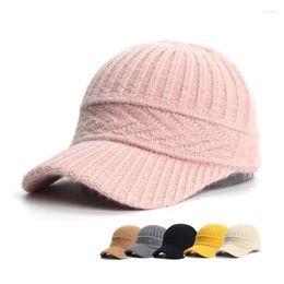 Ball Caps Autumn And Winter Fashion Fluffy Baseball Cap Men's Knitted Warm Solid Color Casual Elegant Hairy Fluff Hat