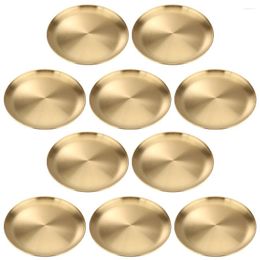 Dinnerware Sets 10pcs Stainless Steel Seasoning Dishes Round Sushi Dipping Bowl Saucers Appetizer Plates For Restaurant