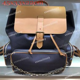 Whole Mountain backpack Trio Bosphore 44658 oxidizing leather double Shoulder chain backpack travel bags men women school bag 269H
