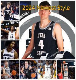 Utah State Aggies Jersey Custom Stitched Mens 15 Rylan Jones 12 Mason Falslev 24 Zee Hamoda Trevin Dorius Kalifa Sakho Nigel Burris Utah State Basketball Jerseys