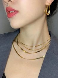 Necklaces Titanium With 18K Gold Snake Chains Choker Necklaces Women Stainless Steel Jewellery Punk Party Designer Club Ins Rare Japan Hot