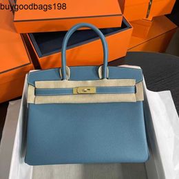 Designer Bag Womens Handbags Semi handmade imported platinum bag with Togo leather 253035 denim blue goldsilver buckle in stock
