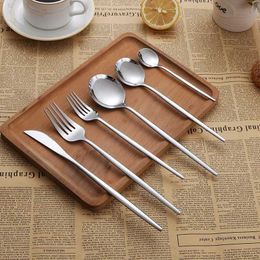 Camp Kitchen Spoon Fork Cutlery Steak Knife Stainless Steel Dessert Tableware Dessert Soup Stirring Spoons Forks Dinnerware Kitchen Accessory YQ240123