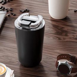 Water Bottles Cup Vacuum Insulated Travel Mug Durable Stainless Steel Tumbler Leak Proof Coffee With Silicone Lid