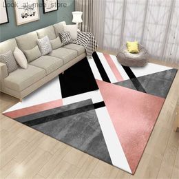 Carpet Nordic Geometric Carpet Modern Living Room Home Decoration Rug Bedroom Hallway Non Slip Mats Pink Doormats Lounge Carpet 160X230 Q240123