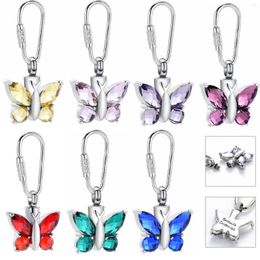 Keychains Crystal Butterfly Cremation Urns KeyChain Ashes Memorial Keepsake Urn For Human/Pet Charm Pendant Jewellery Keyring