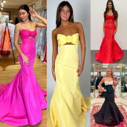 Strapless Fitted Prom Dress Taffeta Mermaid Pageant Winter Formal Evening Party Runway Gala Golden Globe Award Celebrity Gown Ruched Keyhole Neckline Bright Pink