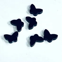 Loose Gemstones 100PCS/Lot 10 14 2.0mm-12 16 2.0mm Double Flat Butterfly Shape Black Agate For Jewellery