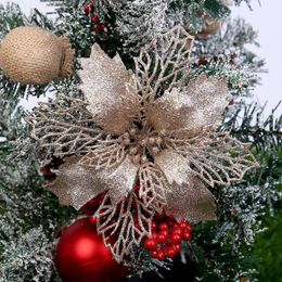 Christmas Decorations 1PC 10cm Glitter Artifical Flowers Tree For Home Fake Xmas Ornaments Year Decor