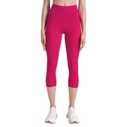 LL Double -sided Grinding Hair Naked Yoga Cropped Pants New Style Without Embarrassing Line Yoga Pants Running Sports Fitness Crop Pants 20colors