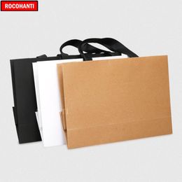 50X Custom Paper Shopping Bag With Ribbon Handle for Clothing Gift Packaging 200919277z