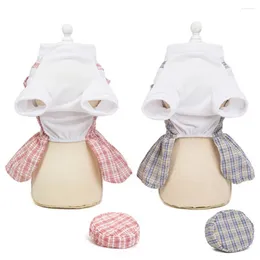 Dog Apparel Spring/summer Pet Costume Teddy Bear Cotton Thin British Style Uniform Skirt Plaid Group