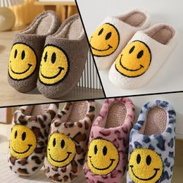 2024 Fashion Women Smile Winter Slippers Soft Plush Faux Fur Shoes Ladies Fluffy Furry Flat Home Indoor Couple Cotton smiley