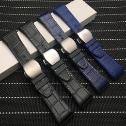 Top Quality 28mm Genuine Leather Black Blue Watchband Silicone Belt Replacement Bracelet Suitable for Fit Franck Muller Strap301O