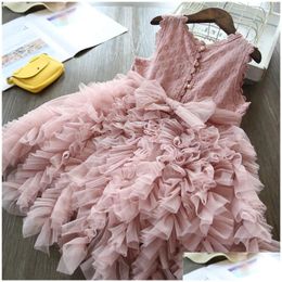 In Stock Flower Girl Dresses Lace Girls Princess Dress Fluffy Cake Smash Kids Christmas Party Costume Wedding Birthday Tutu Gown Chi Dhhjp