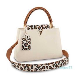 Women's Handbags Wild at Heart Capsule Collection Tote Bags Capucines Kapsin Leather Leopard Print Colorblock One Shoulder237h