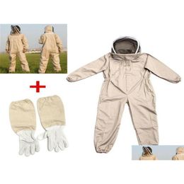 Shade Protective Clothing For Beekee Professional Ventilated Fl Body Bee Kee Suit With Leather Gloves Coffee Color Frugal Drop Deliver Dhh4C