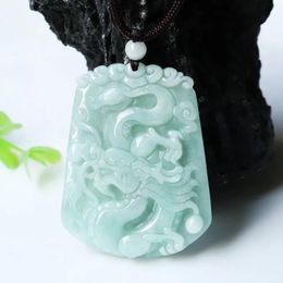 Pendants Burmese Jade Dragon Pendant Necklaces Gift Necklace Man Jadeite Natural Energy Charm Choker Gemstones Talismans Carved Green