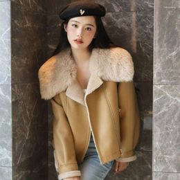 Women's Leather Lady 2024 Fashion Jackets Women Real Wool Lamb Fur Coat Winter Jacket LSBH2