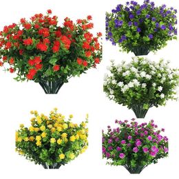 Decorative Flowers ABSF 8 Bundles Artificial Plants Fake Greenery Shrubs For Faux Garden Porch Window Box Decor