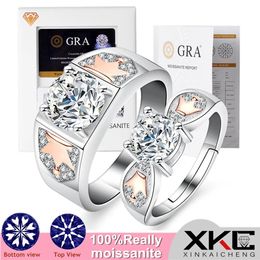 Rings GRA moissanite lovers a man and woman ring rose gold platinum Colour separation crown romantic love gift ring