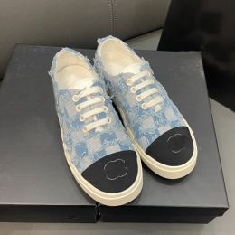 Designer Sneaker Casual Blue Denim Check Luxurys Canvas Women Shoe Sports Trainers Sneakers Gold Hardware Letters Rubber Sole