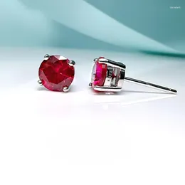Stud Earrings Fashion And Luxury 925 Pure Silver Red Treasure Set With Imported High Carbon Diamond Wedding Jewelry Wholesale
