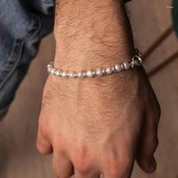 Charm Bracelets 2024 Classic Stone Imitation Pearls Bracelet Men Fashion Handmade Toggle Clasp Bead For Jewellery Gift