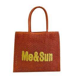 Woven Bag for Women, Vegan Leather Tote Bag Large Summer Beach Travel Handbag and Purse Retro Handmade Shoulder Bag DF20-533