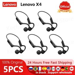 Headsets 5PCS Lenovo X4 / X3pro Bone Conduction Original Bluetooth Headphones X3 Air Conduct Wireless Earphone With Mic Sports Headset J240123