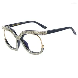 Sunglasses Brand Design Handmade Rhinestone Cat Eye Fashion Glasses Women Crystals Sexy Round Vintage Beach Party