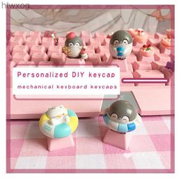 Keyboards Pbt Custom Cartoon Anime Keycap Cute Penguin Keycaps For Cherry MX Mechanical Keyboard Key Cap Gaming Decoration Accessories ESC YQ240123