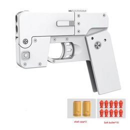 Gun Toys Life Card Metal Foldable Soft Bullet Toy Gun Foam Ejection Darts Blaster Pistol Manual Airsoft For Kid Adult Birthday Gift 001