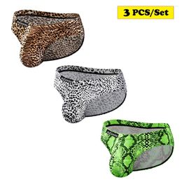 Underpants 3PCS/Set Mens Underwear Breathable Leopard Briefs Sexy Gay Jockstrap Bikini Brief Shorts For Men Male Panties AD744