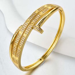 2023 New fashion Jewellery double buckle brass zircon cubic zirconia cuff bracelet