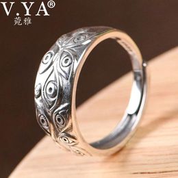 Rings V.YA 925 Sterling Silver Vintage Open Silver Ring Men and Women silver Eye Index Finger Adjustable Ring Party Jewellery Gifts