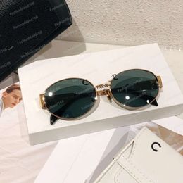 Designer Sunglasses for Women Triomphe Oval Metal Mirror Legs Green Lens Sunglasses Retro Small Round Frame Sexy Little Women