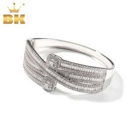 Bracelets THE BLING KING Crossover Stackable Bangle For Women Wedding Party Full Iced Out Cubic Zircon Bracelet Luxury Bridal Jewellery Gift