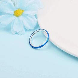 Rings Authentic 925 Sterling Silver ME Electric Blue Ring Wedding Engagement Finger Rings for Women Jewelry Bague Femme